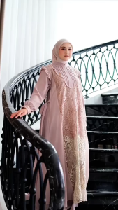 Ninos Design Zerisha Dress Muslim Gamis Kondangan Brukat Mewah Elegan