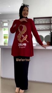 Tunik Terbaru 2024 Dan Tunic Bahan Kaos Katun Combed Apk Sablon Baju Atasan Wanita Lengan Panjang Jumbo