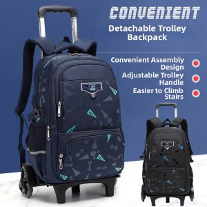 Waterproof Large Capacity 6-Wheeled Climbing Backpack for Boys