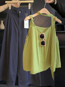 Elegant Korean Style V-Neck Knot Strapless Vest Womens Summer Loose Slimming Sleeveless Top Fashionable Trendy Design