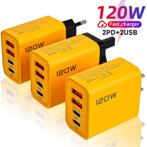 ที่ชาร์จเร็วชาร์จเร็ว120วัตต์ชนิด C 3.0อะแดปเตอร์ USB สำหรับ Xiaomi IPhone15 Samsung PD USB แบบสากลปลั๊กแท่นชาร์จผนัง