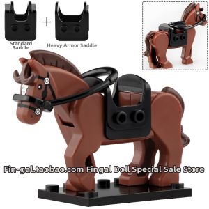 Compatible with Kexi Bricks Medieval Brown Horse Warrior Figure Building Toy