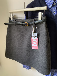 Váy Ngắn Chữ a Cạp Cao Màu Xám Cổ Điển Cho Nữ Cỡ Lớn Váy Ngắn Mùa Xuân Thu Váy Chống Ánh Sáng Váy Ngắn Bó Sát