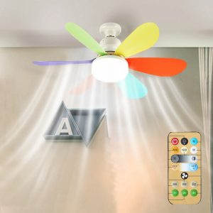 Ceiling Fan Light E27 Base with 30/40W LED Night Lights 3 Adjustable Lighting Modes Remote Control High Wind Power Ceiling Fan