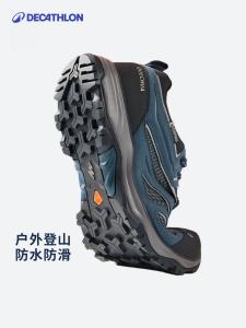 Decathlon Low-Top Waterproof Hiking Shoes Mens Slip-Resistant Breathable Outdoor Climbing Shoes Durable Shock-Absorbing EVA Midsole