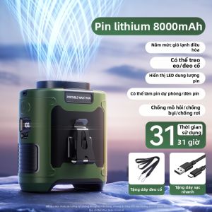 Doublepow | Quạt USB Cầm Tay Gắn Lưng Di Động Màn Hình Nhiệt Độ Ngoài Trời Công Việc Ngoài Trời Thiết Bị Làm Mát Mùa Hè Thiết Bị Làm Mát