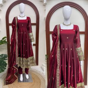 [PRE-ORDER] AUG 2026 NEW ARRIVAL PREMIUM BOLLYWOOD ANARKALI SUIT WITH DUPATTA EMBROIDERY PARTY WEAR MAROON M 38 L 40 XL 42 2XL 44 | SHITTA COLLECTION | WEDDING DRESS