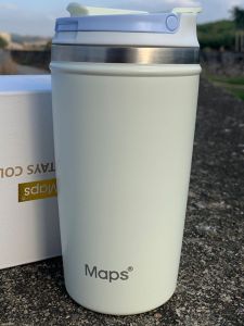 Pure Color Stainless Steel Insulated Coffee Cup 350ML Leakproof Home Water Cup One Lid Dual Use MAPS American Style Universal