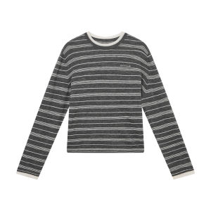 URLAZH | Casual Relaxed Striped Gray White Contrast Sweater