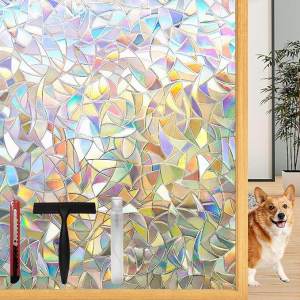 Goldstar Non adhesive window privacy film 3D decorative colored glass window decal privacy insulation anti UV 3D film static window sticker