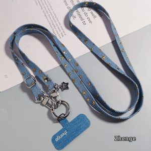 ZHENGEGE | Adjustable Durable Star Denim Braided Phone Lanyard