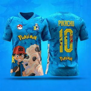 Bandai | Summer 2026 Pokemon Small Chi & Pikachu "10 Buddy" Soccer Theme 3D Print Breathable Quick Drying T-shirt Adult Parent Top