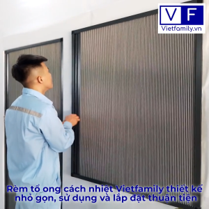 Rèm tổ ong cách nhiệt Vietfamily lắp cửa sổ