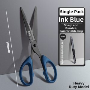 deli | Black Blade Non-stick Safety Portable Stainless Steel Scissors