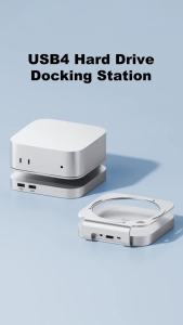Hagibis | Hagibis USB C Hub with M.2 SSD Enclosure for Mac Mini M4/M4 Pro Stand Type-C Docking Station SSD Case USB3.2 Gen2 SD4.0 TF4.0