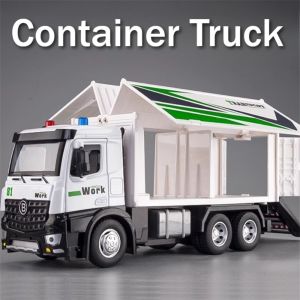 1:18 Large Scale Container Truck Sanitation Garbage Truck Model Toy Car Light Music Engineering Vehicle Boys Birthday Presents