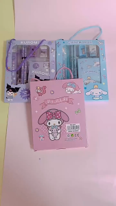 Stationery Set For Students Kids Sanrio Cinnamoroll Alat Tulis Kuromi Melody Gift Set Pencils Ruler Notebook EraserShar