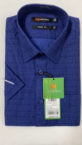 Sơ Mi  Tay Ngắn Màu Xanh Navy Form Tailor Fit Chống Nhăn Lai Ngang - Áo Nam Khatoco quà tặng nam