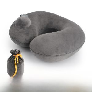 Travel Portable Inflatable U-Shaped Neck Pillow Neck Support Pillow Air Blowing U-Shaped Pillow for Plane Car Nap Sleeping Aid