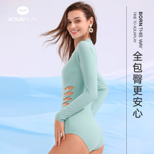 AquaPlay racing swimsuit for women slimming and covering the belly 2025 new hollow out anti spill professional sports bikini diving suit triangle one-piece swimsuit