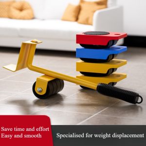 1Set Heavy Duty Furniture Lifter Mover Roller with Wheel Bar Moving Device Lifting Helper Furniture Moving Transport Tool