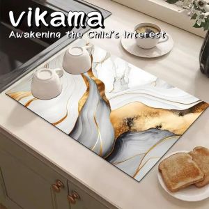 VIKAMA Diatomite Kitchen Mat Quick-Drying Non-Slip Absorbent Mat Suitable for Countertops Sinks Dining Tables and Coasters