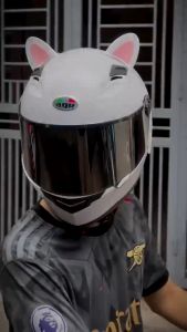 Mũ bảo hiểm Fullface Agu kèm đuôi gió tai mèo sừng rùa - Hàng chính hãng tặng kèm túi đựng mũ