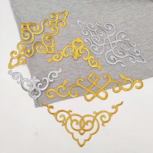 Gold Embroidered Fabric Patches Stage Performance Costume Auxiliary Material Ancient Ethnic Clothing Iron on Decals DIY Sewing Accessories