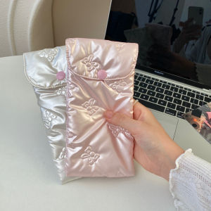 Bow Glasses Case Women Portable Cotton Padded Anti Crush Sunglasses Storage Bag Cute Eyewear Pouch2025 NEW