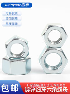 High Strength 8.8 Grade Galvanized Fine Tooth Hex Nuts GB6171 Blue White Zinc Plated Screw Caps M8-M64 Tightening Carbon Steel