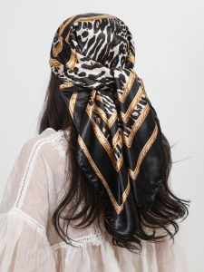 Head Scarf Women Luxury Brand Square 90*90cm Silk Foulard Satin Bandana Soft Neckerchief Hijab Hair Scarves For Ladies