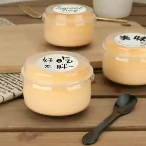 ( 10 Pcs ) Pudding Cup Bulat + Tutup | Cup Pudding Mika Gelas Jelly | Cetakan Puding | Gelas Cup Pudding Bulat