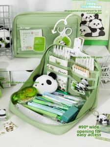 Large Capacity Multi-Layer Pencil Case Student Stationery Box Simple Partition Candy Color Design PVC Material Pure Color Pattern