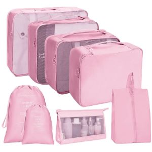 Travel Organizer Storage Bag 8pcs set Travel Pouch Luggage Organizer Set Clothes Storage with Zipper for Bra Underwear  Cosmetic Wash Waterproof Dustproof Gadget Organizer Christmas Gift