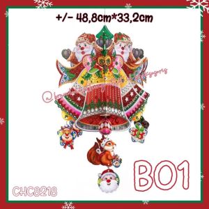 GANTUNGAN NATAL GLITTER 3D 4SISI PUTAR / HIASAN NATAL SANTA CLAUS POHON NATAL LONCENG RUMAH / GANTUNGAN NATAL KERTAS GLITTER / DEKORASI HIASAN NATAL / CHRISTMAS DECORATION 3D / CHC3712