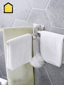 No Trace Stickers Rotary Towel Rod Kitchen Rag Rack Bathroom Punch-Free Towel Rod Towel Rod Storage Rack