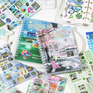 30 pieces/bag Dream Core Wind-Cut Film Coil Sticker Book Handbook Materials DIY Phone Case Decoration Gooka Dairy Album Collage