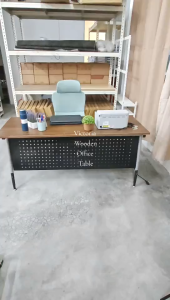 ASJ_ Modern Victoria Office Table –White & Brown Table for Work Study & Gaming & Cable Management