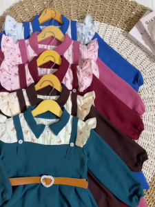 Gamis Laura Anak Perempuan 1-9 Tahun Free Sabuk dan Tas Gamis Crinkle Terbaru