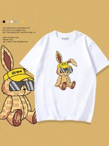 Rabbit Cotton T-Shirt Short Sleeve Childrens Fashion Brand Boys Girls Cartoon Personality Half Sleeve Summer Kids Clothing