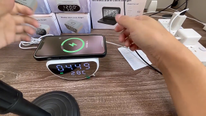 RICHMENT 15W Wireless Charging Clock with LED Time & Temp Display Alarm Digital Clock Temperature & Date Display Alarm Clock for Heavy Sleepers