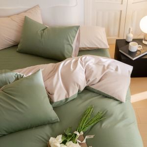 Modern Simple Pure Color Double-side Cotton Flannel Four-piece Bedding Set