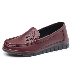 SHIPAILUO | New 2025 Genuine Leather Mom Shoes Spring Autumn Leap Month Single Shoes Women Middle Aged And Elderly Cow Tendon Soft Bottom Anti-Slip Grandmother Leather Shoes