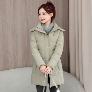 เสื้อแจ็คเก็ตผ้าฝ้ายหนาสำหรับฤดูหนาวปี 2025 สำหรับผู้หญิง ทรงเข้ารูป แขนยาว ปกคุณภาพเยี่ยม ซิป คอวี สีสันสดใส