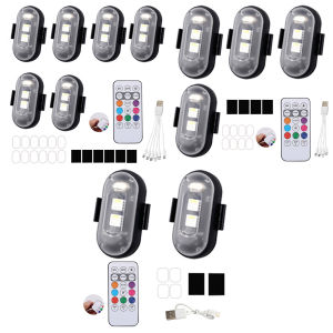 Wireless LED Strobe Lights with Remote Control 7 Colors USB Rechargeable Emergency Warning Lights for Cars Bikes and Drones