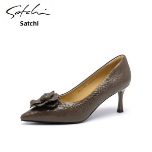 Elegant High Heels Spring Summer Tea Rose Pointed Office Commuter Shoes