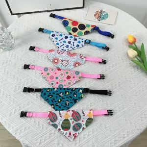 ปลอกคอ ผ้าพันคอ ผ้ากันเปื้อน ทรงสามเหลี่ยม ลายการ์ตูน สําหรับสัตว์เลี้ยงน้องสุนัขและน้องแมว