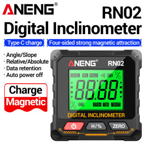 ANENG | Rechargeable Digital InclinometerANENGRN014-Side Magnetic Base Backlit LCD Auto Screen Flip & Data Hold Angle Measuring Ruler