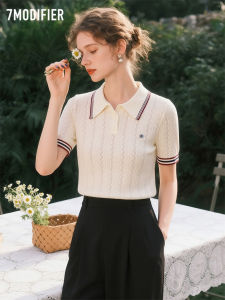 7.Modifier | Áo Polo Sọc Ngắn Tay Rộng Rãi Elegante