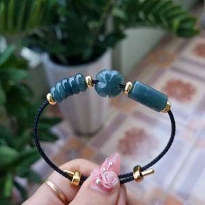 Vòng cáp Lu thống ngũ điếu cỏ 4 lá Lam Ngọc không kén mệnh - Phong Thủy TUDO